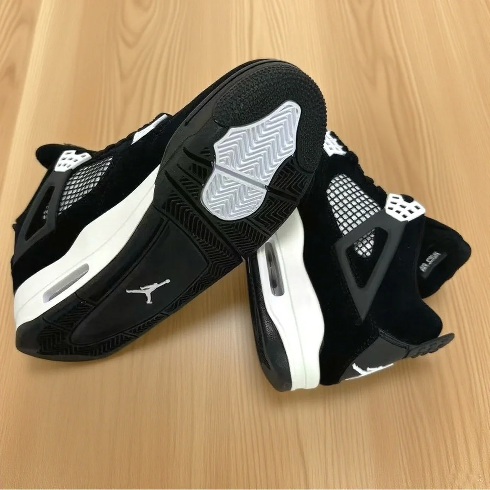 Air Jordan 4 Retro ‘White Thunder’ -Men's Black/White Athletic Sneakers Shoes - Picture 5 of 6